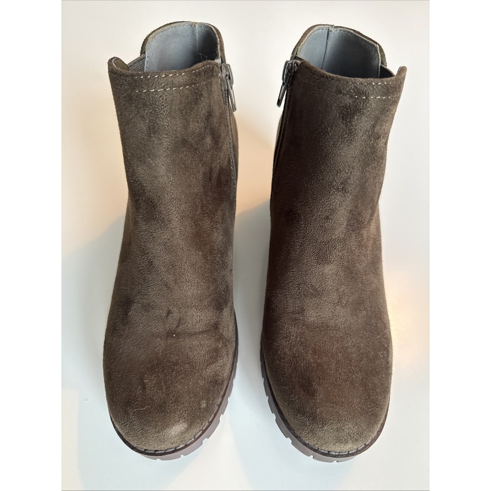 Soda Women's Dk Green Suede Booties Side Zipper W Sz 8 #